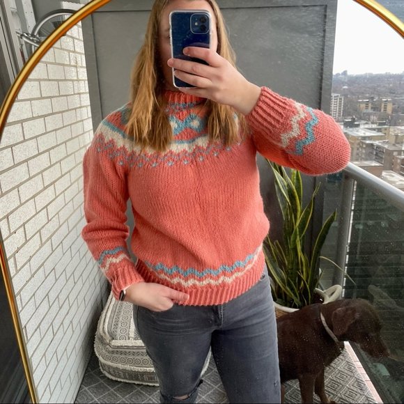 Handmade Knit Fairisle Fisherman Wool Sweater - Picture 2 of 7